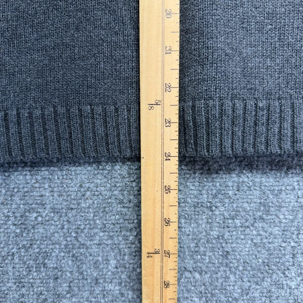 Y2K DKNY Jeans Womens XL Gray Ribbed Quarter Zip Pullover Sweater Logo Spellout - Picture 3 of 6